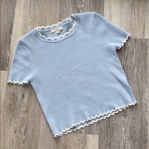 Le Lis Light Blue Scalloped Tee